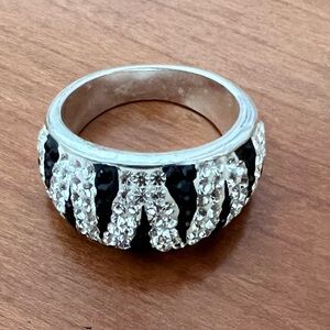 JCM Jacmel Ring Pave’ Crystals Silver Over Brass Size 7.5 EUC